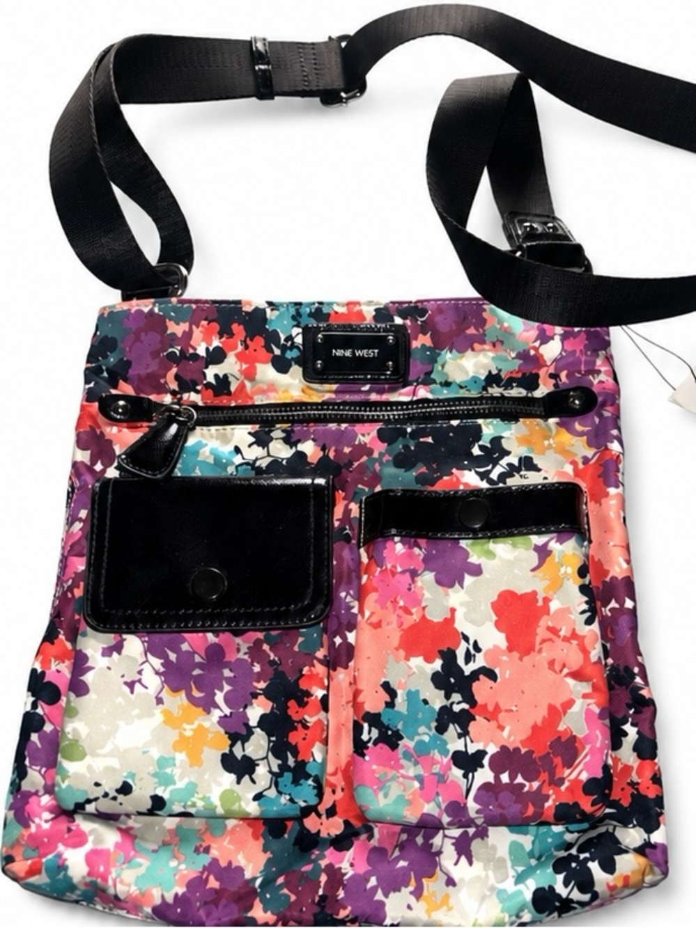 Nine West Multicolor Floral Crossbody with Black Trim